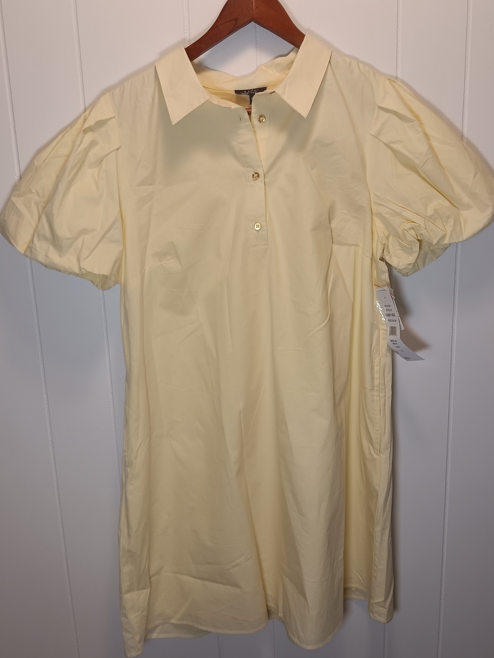 MSK Light Yellow Short Sleeve Button-Front Casual Dress